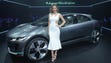 Supermodel Miranda Kerr with the Jaguar I-PACE Concept,