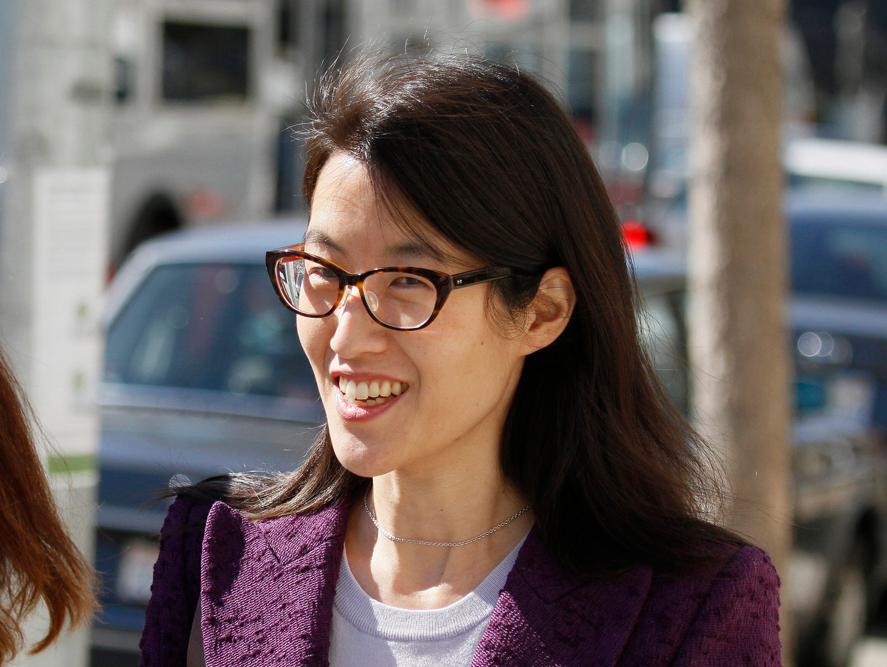Ellen Pao leaves the Civic Center Courthouse during a lunch break in her trial Tuesday, Feb. 24, 2015, in San Francisco.
