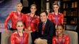 Bob Costas with the U.S. Women's Gymnastics team, winners