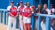 Players of the Cuban national team before their exhibition