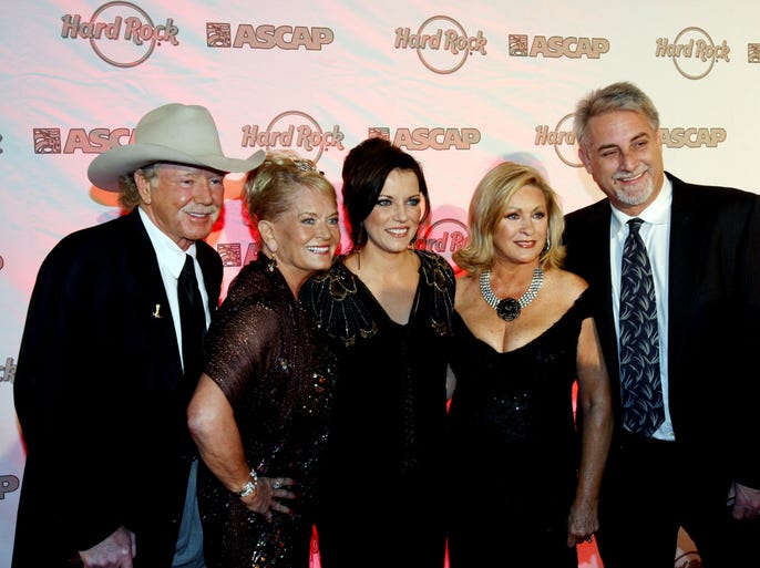 Mentor Williams, left, Lynn Anderson, Martina McBride, Connie Bradley and John McBride walk the red carpet at the 47th annual ASCAP Country Music Awards on Oct. 19, 2009, at Ryman Auditorium.