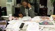 Gil Hill works in his city council office on Oct. 26,