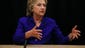 Democratic presidential candidate Hillary Clinton talks