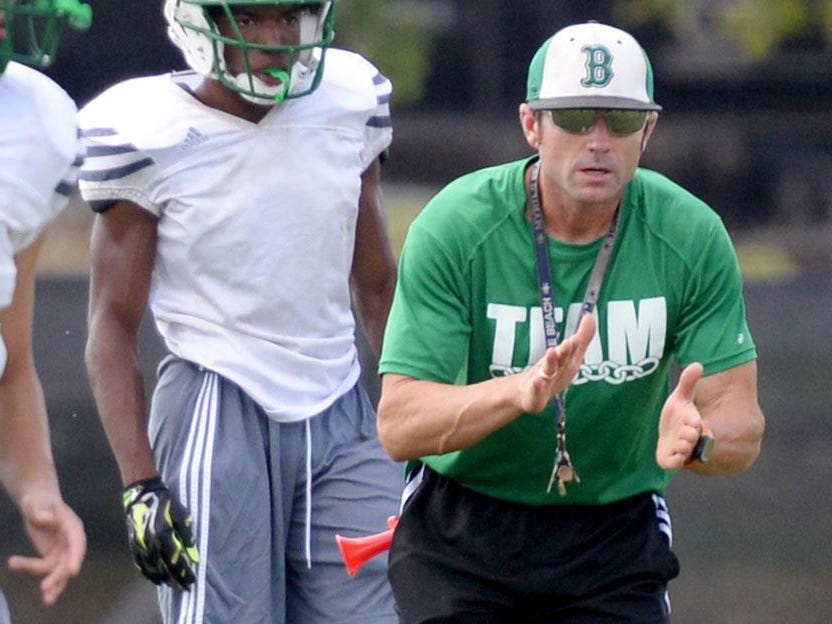 Bossier High School’s football coach Mike Concilio during practice Wednesday afternoon.