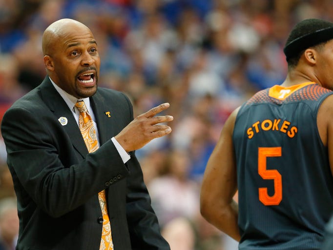 ATLANTA, GA - MARCH 15: Head coach Cuonzo Martin of the Tennessee Volunteers directs his team during the semifinals of the SEC Men's Basketball Tournament against the Florida Gators at Georgia Dome on March 15, 2014 in Atlanta, Georgia. (Photo by Kevin C. Cox/Getty Images)