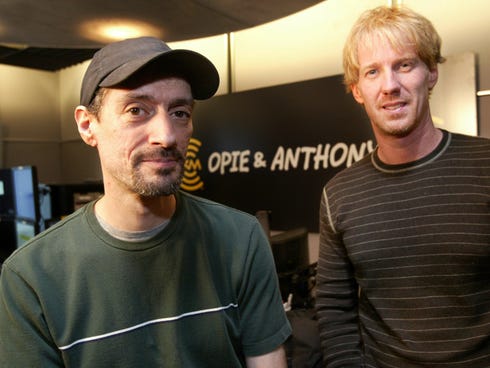 Anthony Cumia, left, and Opie, whose real name is Gregg Hughes, in their satellite radio studio in New York in 2004.
