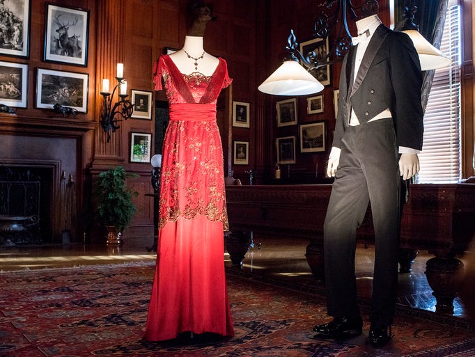 Costumes worn by Lady Mary Crawley, left, and Matthew