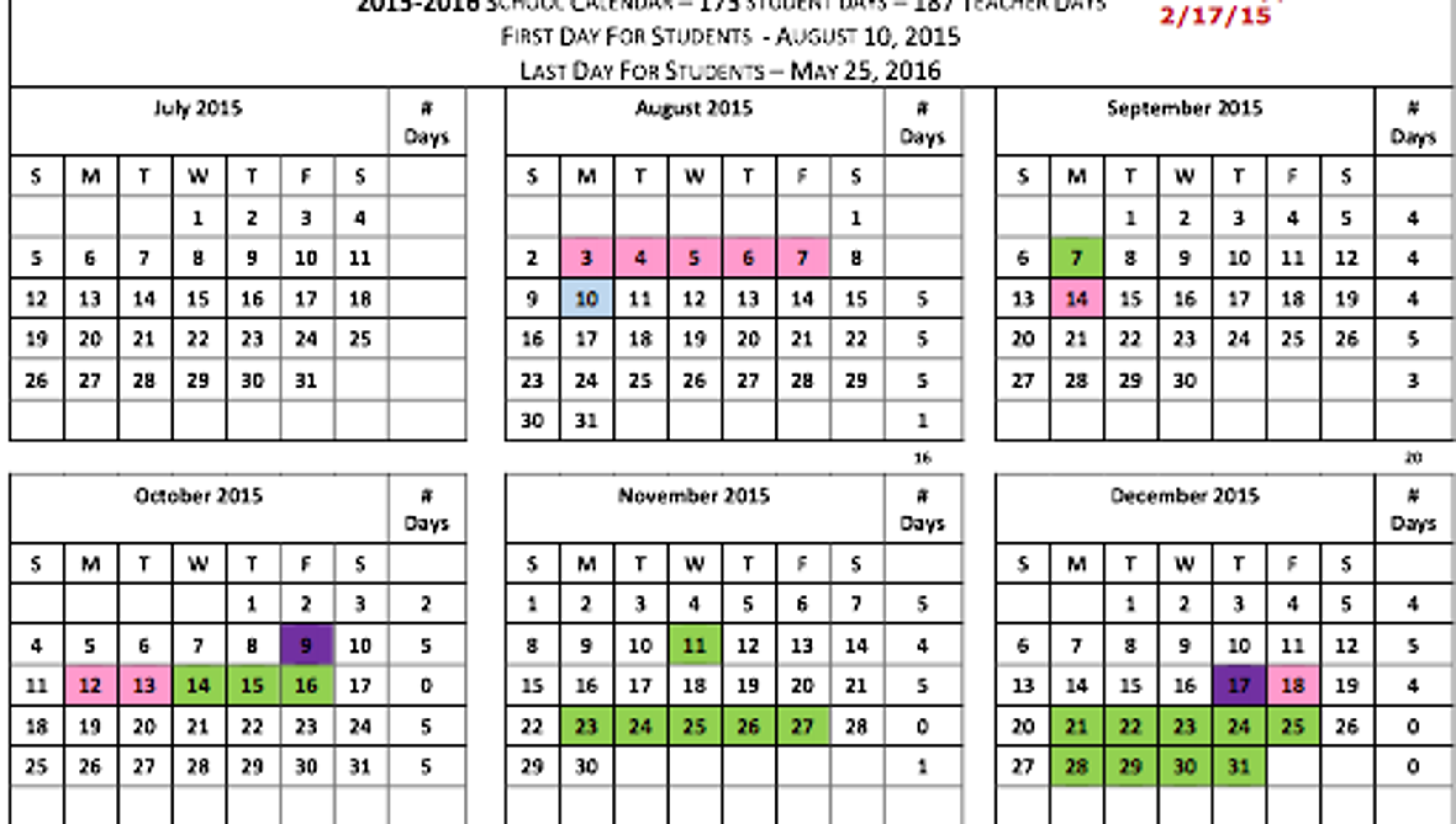 Elmore County Public Schools calendar