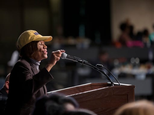 Hazel Dukes of the NAACP of New York speaks during