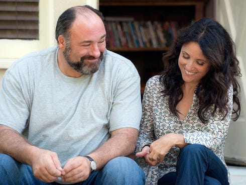 James Gandolfini  and  Julia Louis-Dreyfus play a couple of divorcees starting a new relationship in 'Enough Said,' the final film of Gandolfini's career.