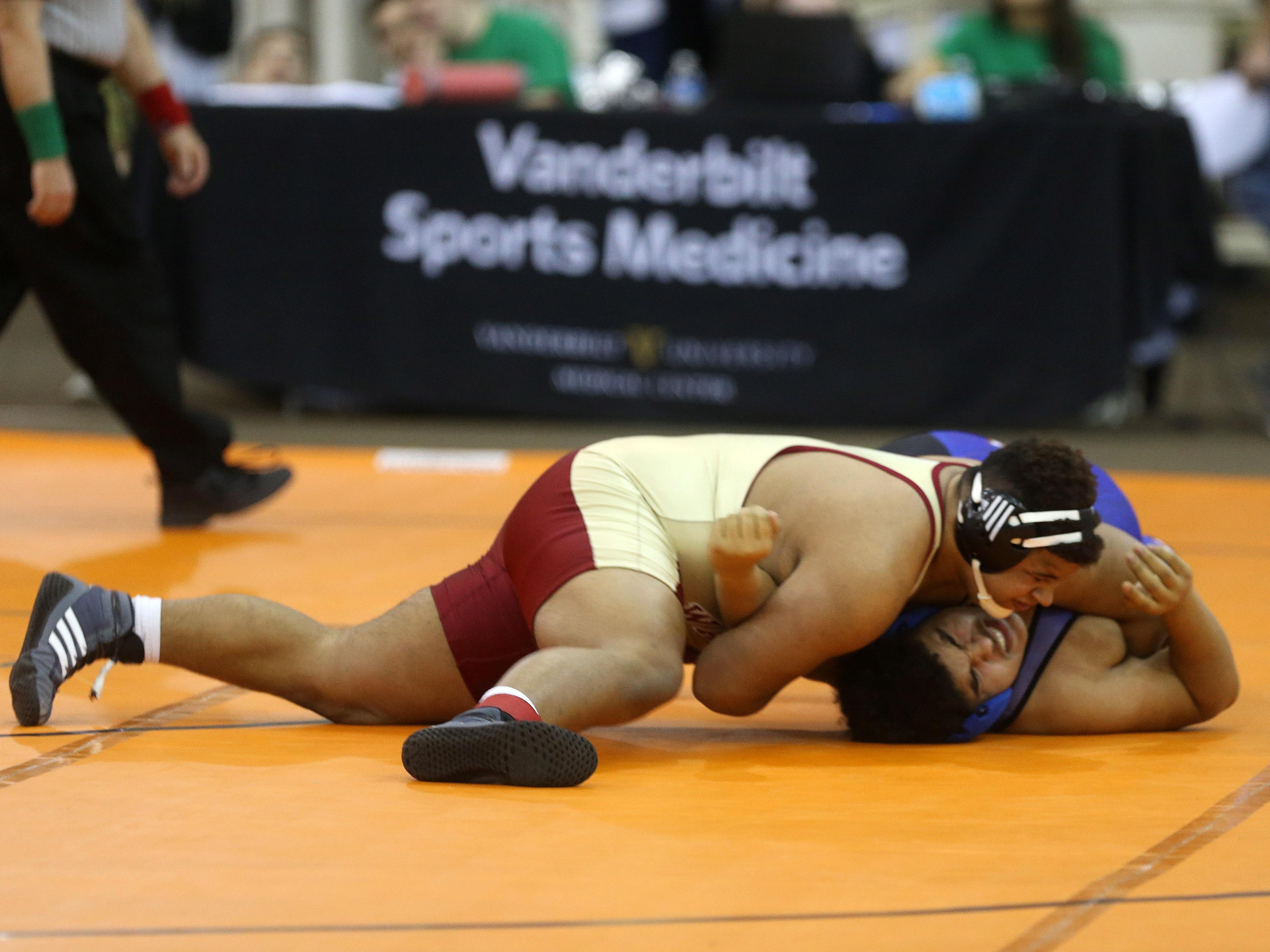 Riverdale junior Nick Boykin pinned Hunters Lane's Patrick Guider in nine seconds in his first-round match on Thursday in the TSSAA Class AAA individual state championships.