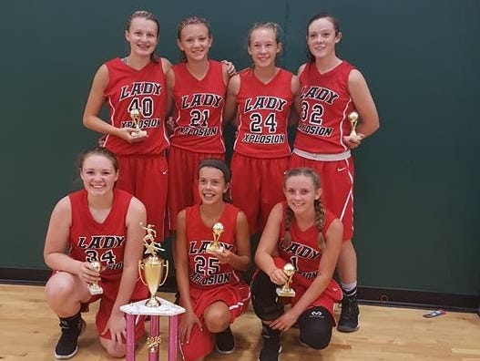 The Lady Xplosion eighth-grade team won the middle school division of the Hoopz Summer Championships tournament held July 23 and 24 in Gatlinburg, Tenn.