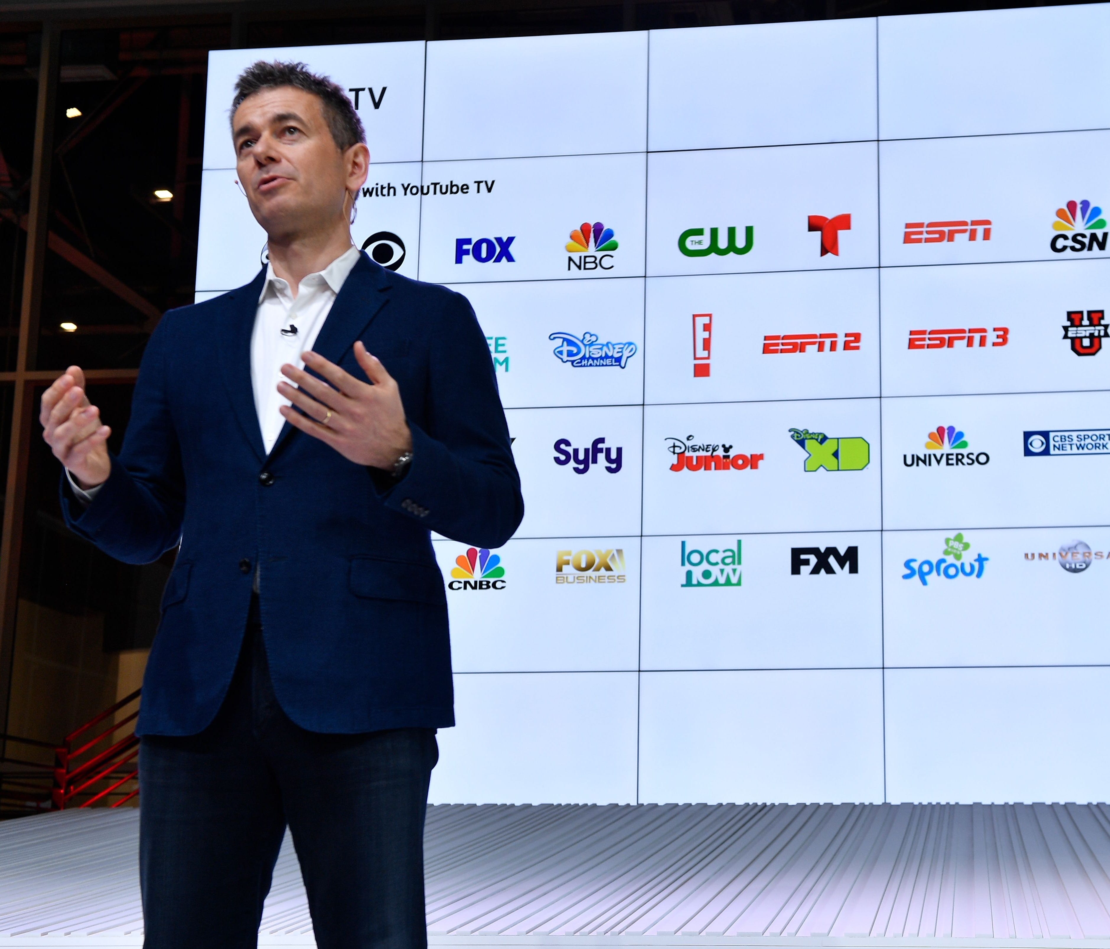 Robert Kyncl, YouTube's Chief Business Officer, at the company's  announcement of their new live streaming video service.