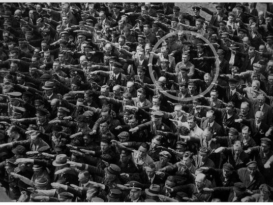 Image result for worshipping hitler one guy didnt