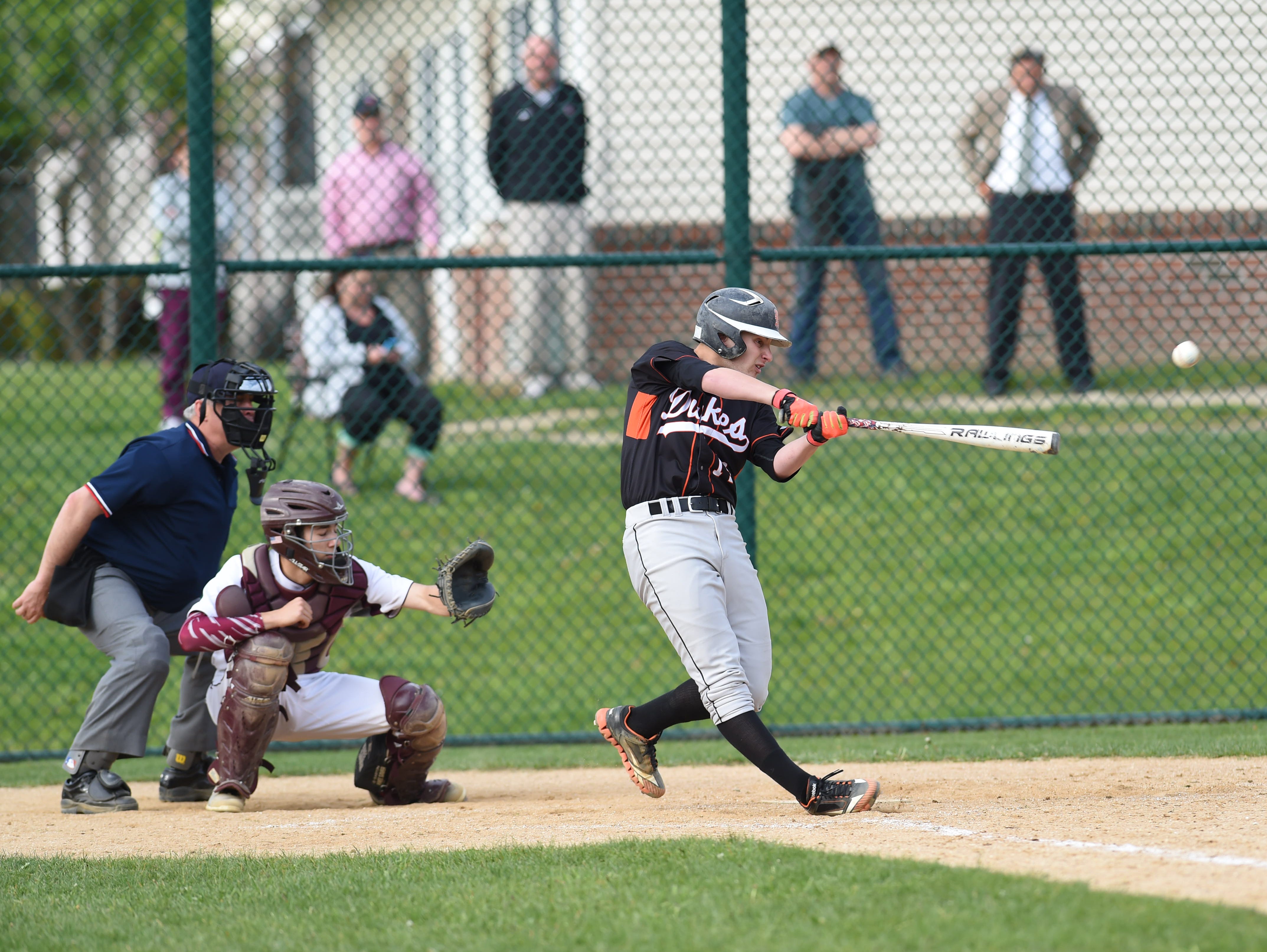 Marlboro's Nick Mongelli hits during Tuesday's game at New Paltz.