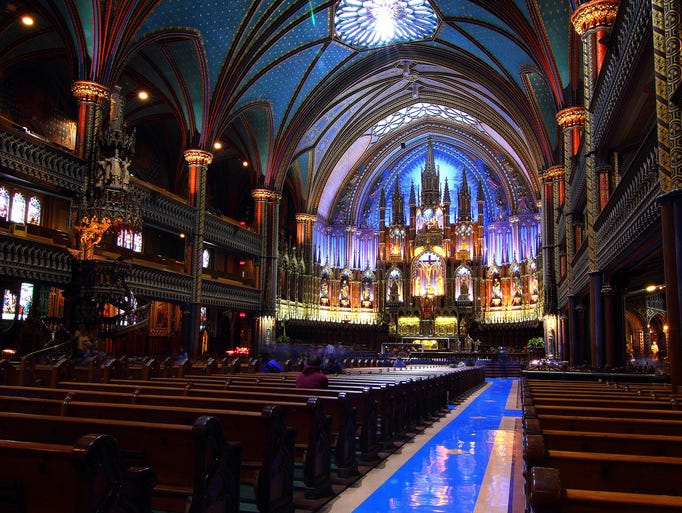 Inspired by Sainte-Chapelle in                                                           Paris, the                                                           Notre-Dame                                                           Basilica of                                                           Montreal                                                           elevates the                                                           Gothic-revival                                                           architectural                                                           style to a                                                           stunning                                                           height.