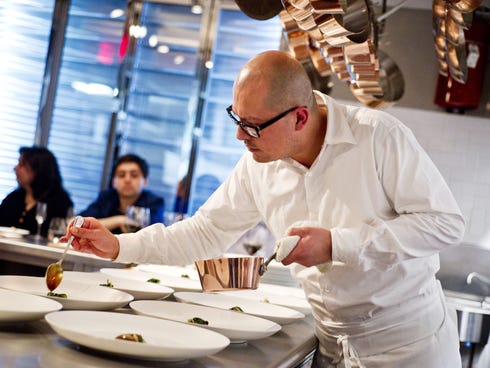 Chef Cesar Ramirez at the Chef's Table at Brooklyn Fare in New York.