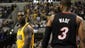 March 26, 2014: Indiana Pacers guard Lance Stephenson (1) stares down Miami Heat guard Dwyane Wade (3) during an altercation-filled game.