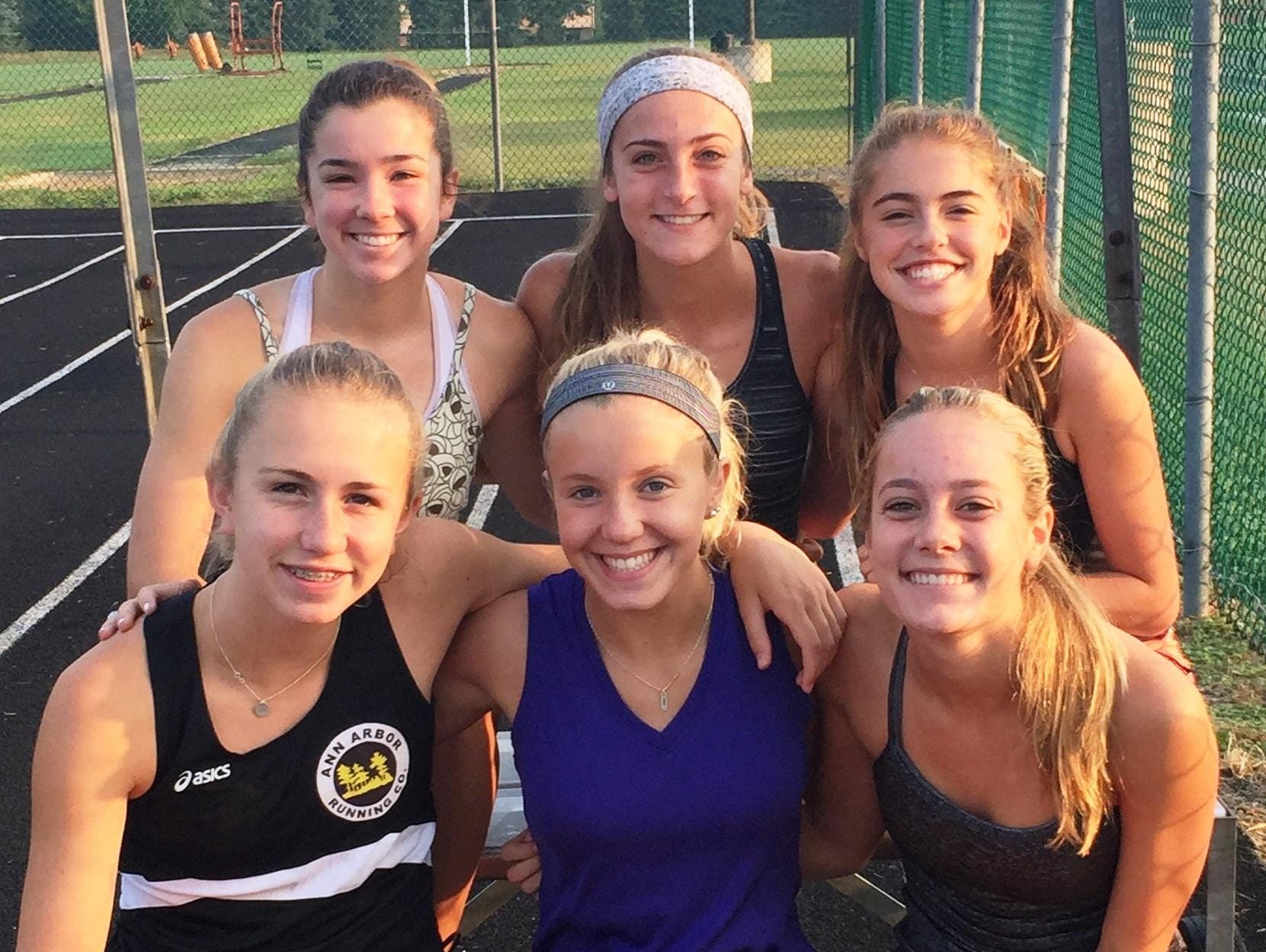 Northville returns its top six runners from a year ago, including (bottom row, from left) Lexa Barrott, Cayla Eckenroth and Hailey Harris, all all-staters and (back row, from left) Emma Herrmann, Emma Smith and Rachel Zimmer.