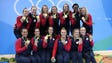The women's water polo team captured the gold medal.