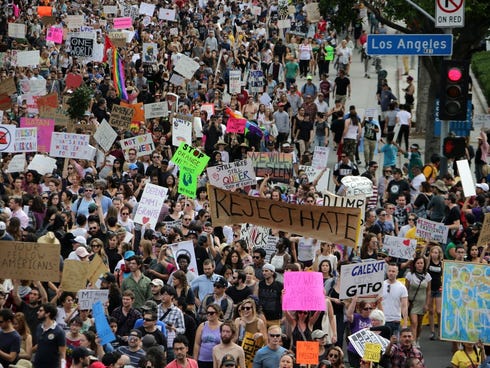 Demonstrators in Los Angeles on Nov. 12, 2016.