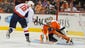 Philadelphia Flyers goalie Ray Emery (29) makes a save against Washington Capitals right wing Eric Fehr (16) during the shootout period  in preseason game at the Wells Fargo Center. The Capitals won 4-3 in a shootout over the Flyers.