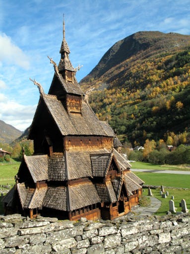 The triple nave Borgund Stave                                                           Church, the                                                           best preserved                                                           of Norway's 28                                                           such churches,                                                           dates back to                                                           1180 when it                                                           was built in                                                           honor of the                                                           Apostle                                                           Andrew.