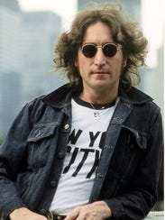 John Lennon in  a photograph taken by Bob Gruen.