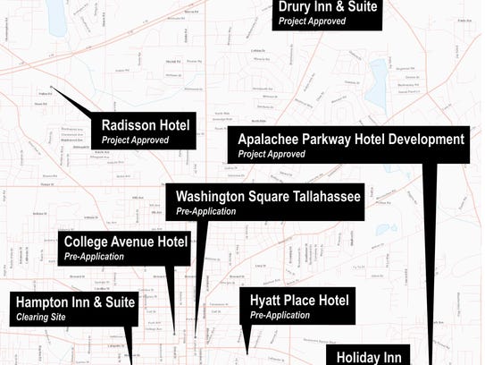 This map illustrates hotel developments that are proposed