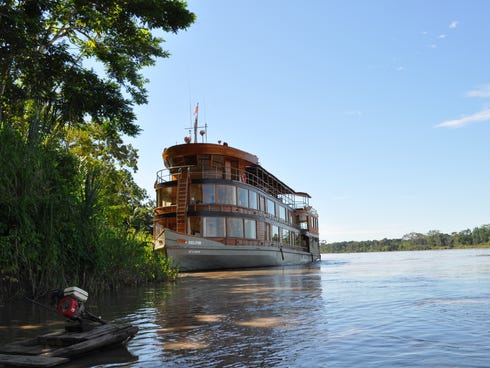 The Delfin II is able to tie up on trees, allowing guests to easily explore the Amazon via skiff rides. You embark right from the ship.
