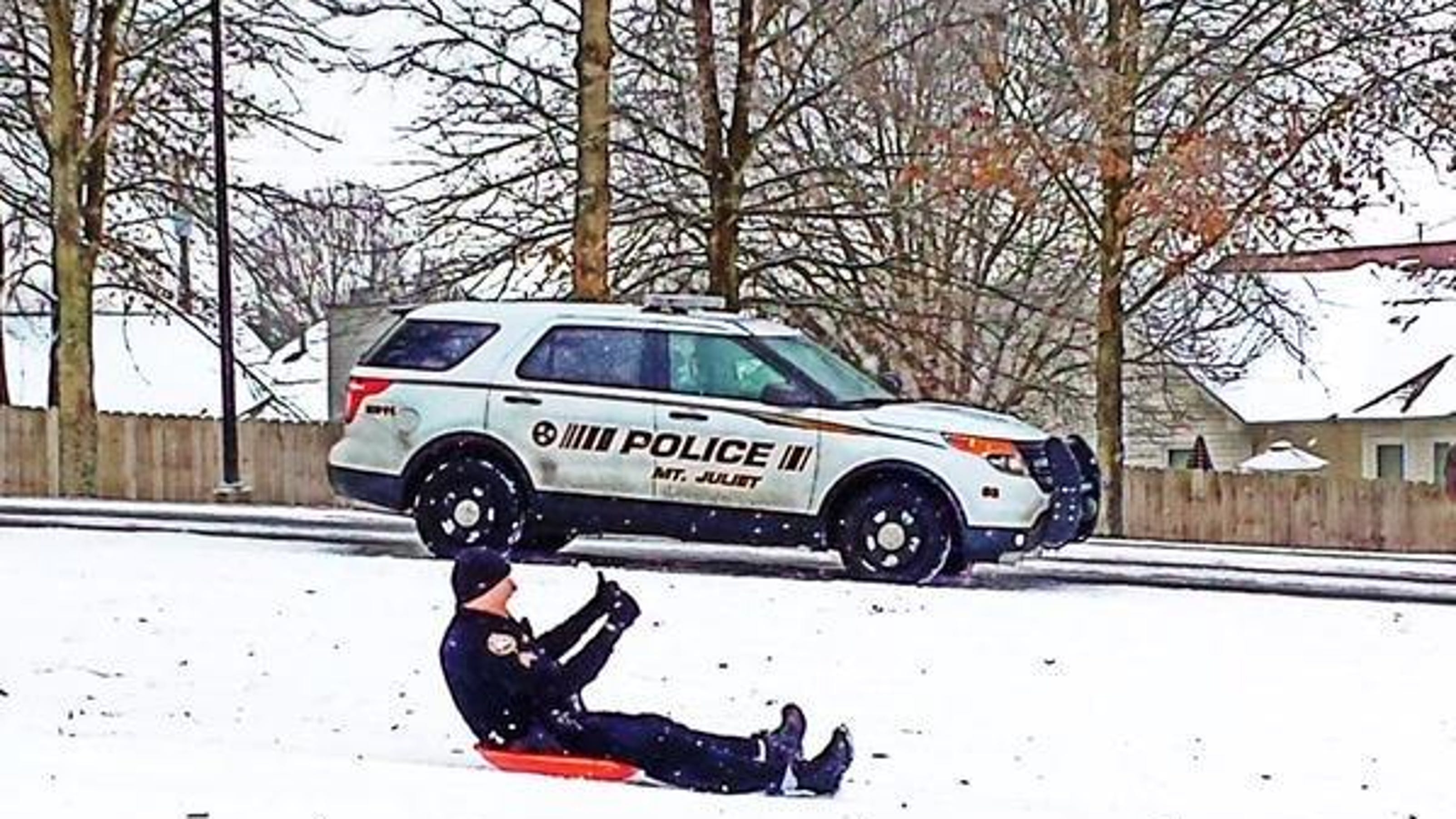 Mt. Juliet police officer goes sledding