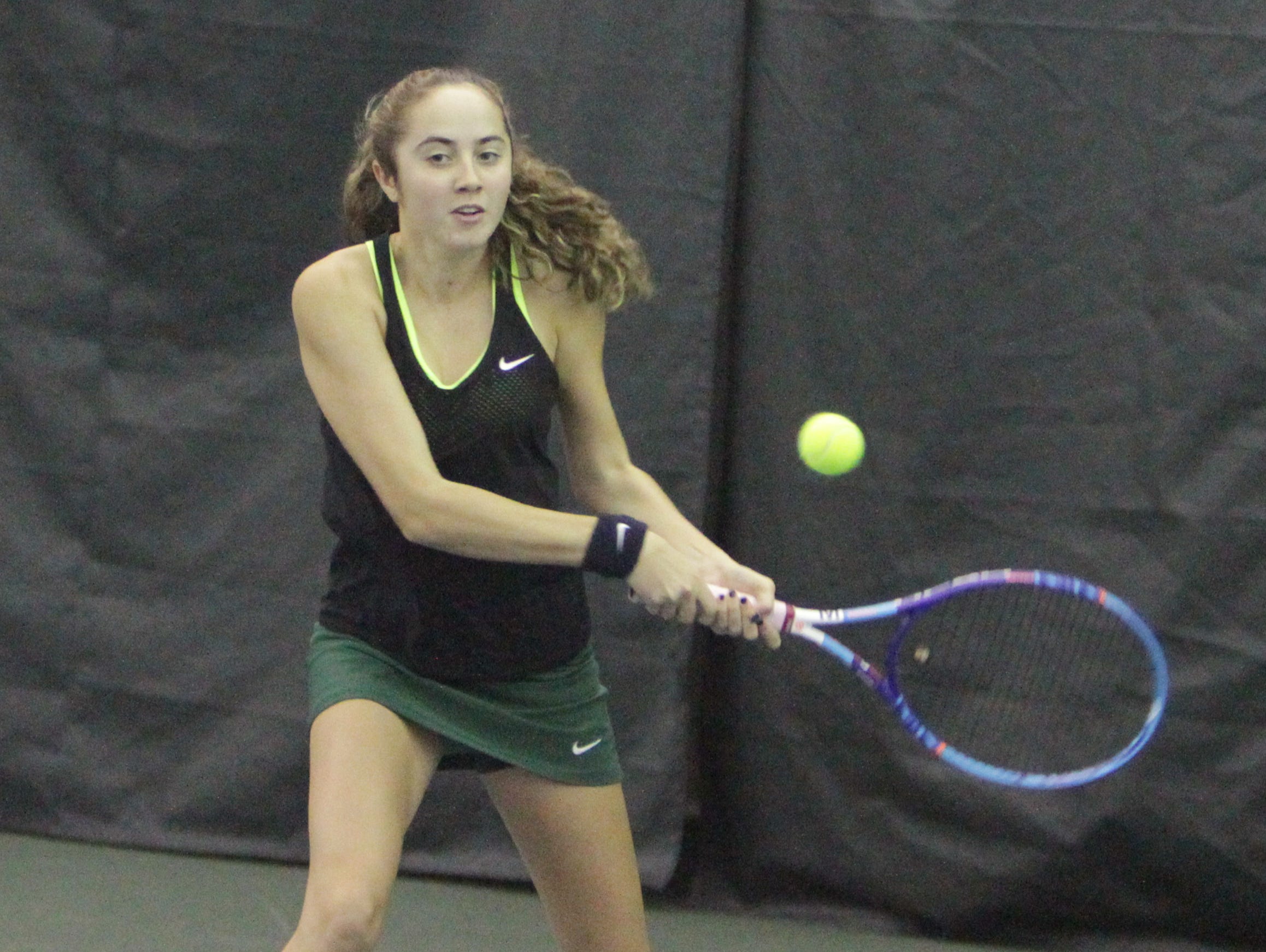 Yorktown's Caitlyn Ferrante, pictured during the second day of New York State girls tennis tournament at Sound Shore Indoor Tennis in Port Chester on Sunday, Oct. 30th, 2016.