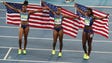 The United States swept the women's 100 hurdles with