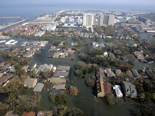 An aerial view shows the flooded area in the northern