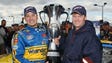 Martin Truex Jr, left, celebrates his 2004 NASCAR Busch