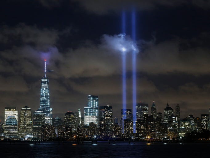 The Tribute in Lights  is visible from Liberty State Park in Jersey City.