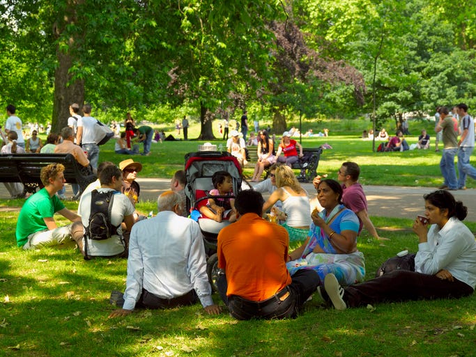 London's Hyde Park spans 350 acres with landmarks and recreation in addition to prime picnicking.