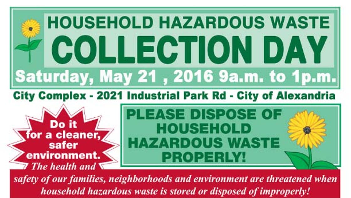 Saturday is Household Hazardous Waste Collection Day