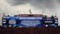 A general view of the scoreboard during a weather delay before the start of the game between the Denver Broncos and the Baltimore Ravens at Sports Authority Field at Mile High.
