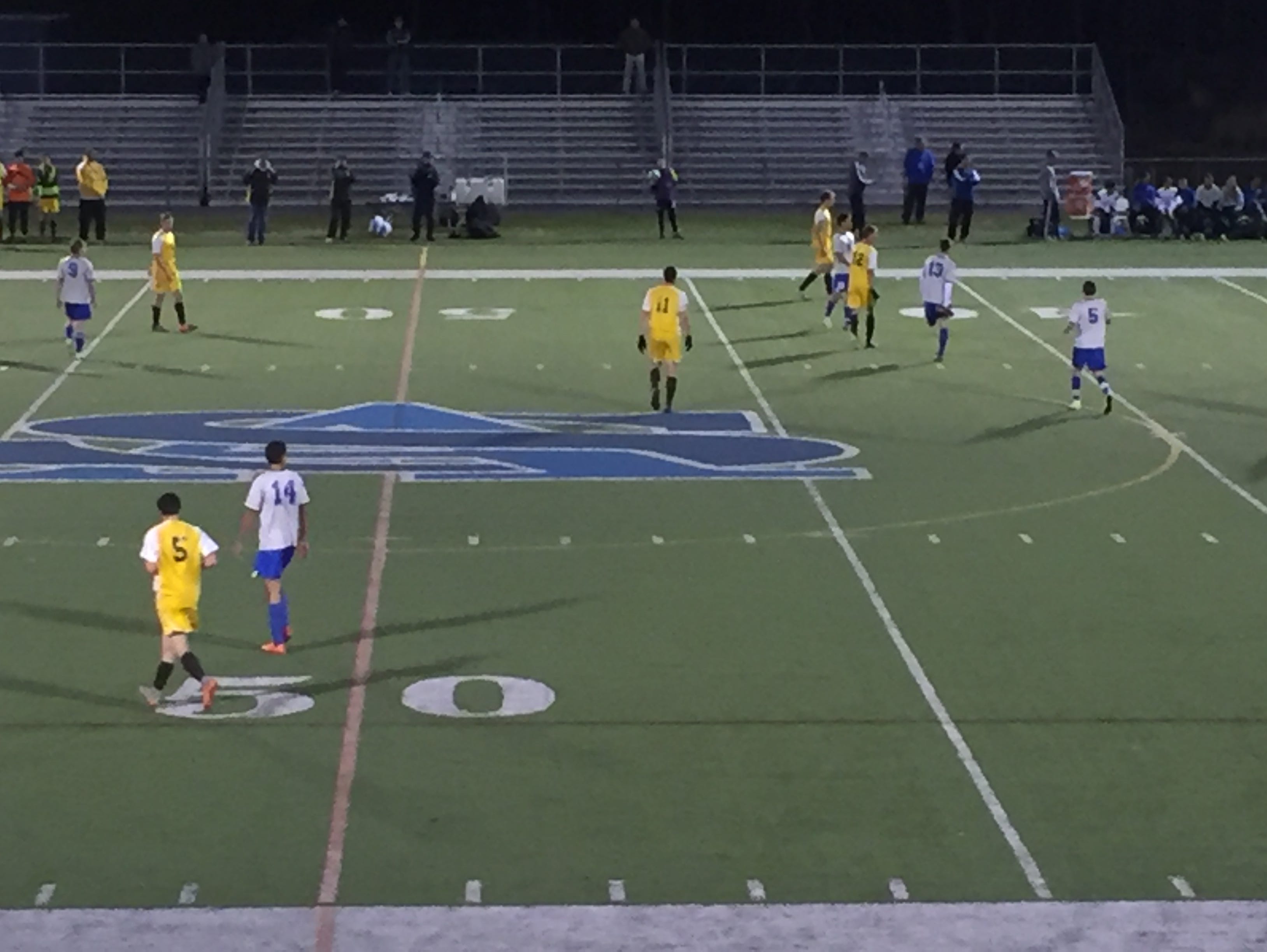 Holmdel boys soccer vs Delran in an NJSIAA Group 2 state semifinal on Tuesday, Nov. 17, 2015 at St. Augustine Prep High School
