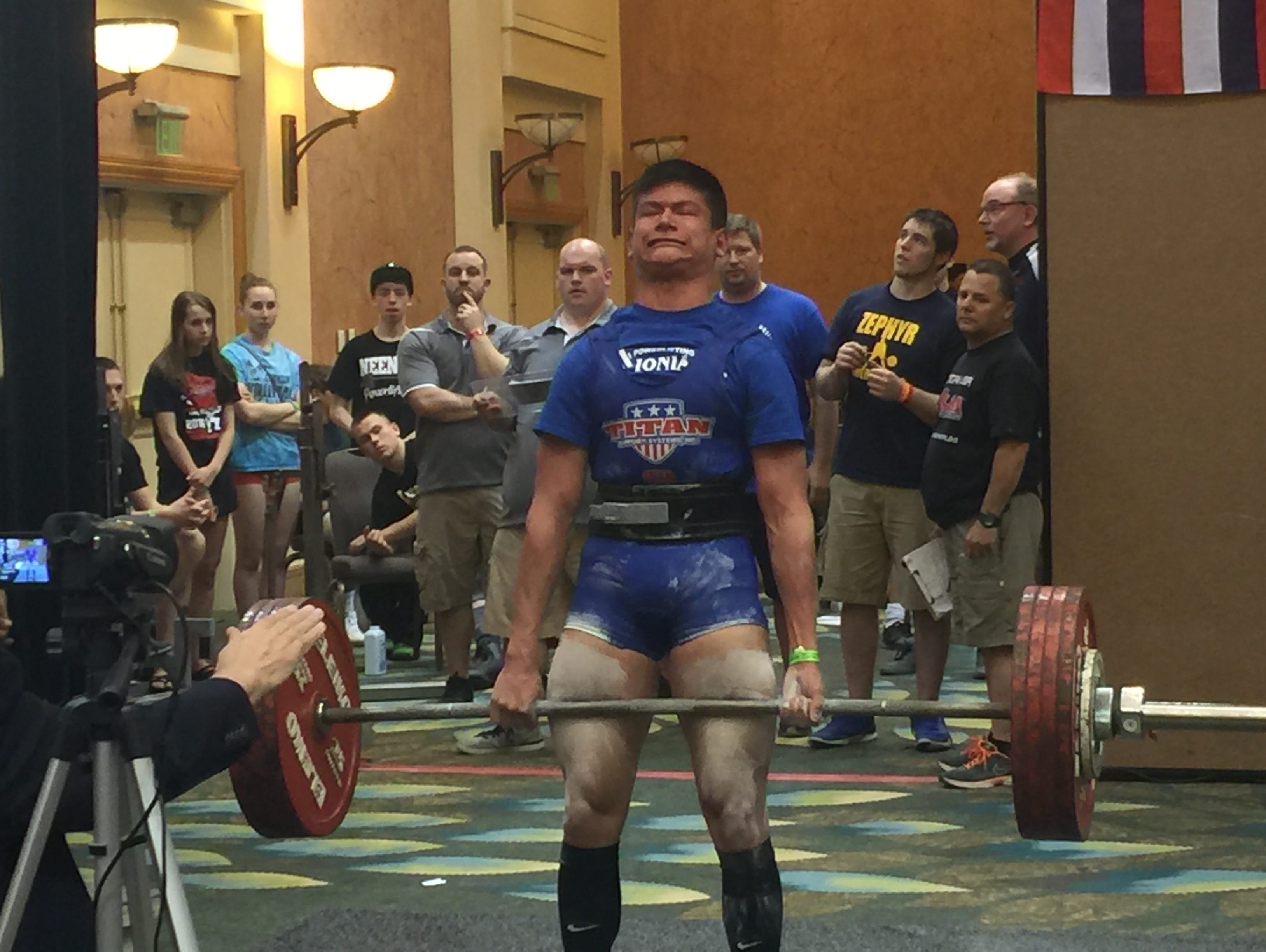 Ionia's Shane Nutt attempts a deadlift at the USA Powerlifting High School nationals last weekend in Orlando, Fla.