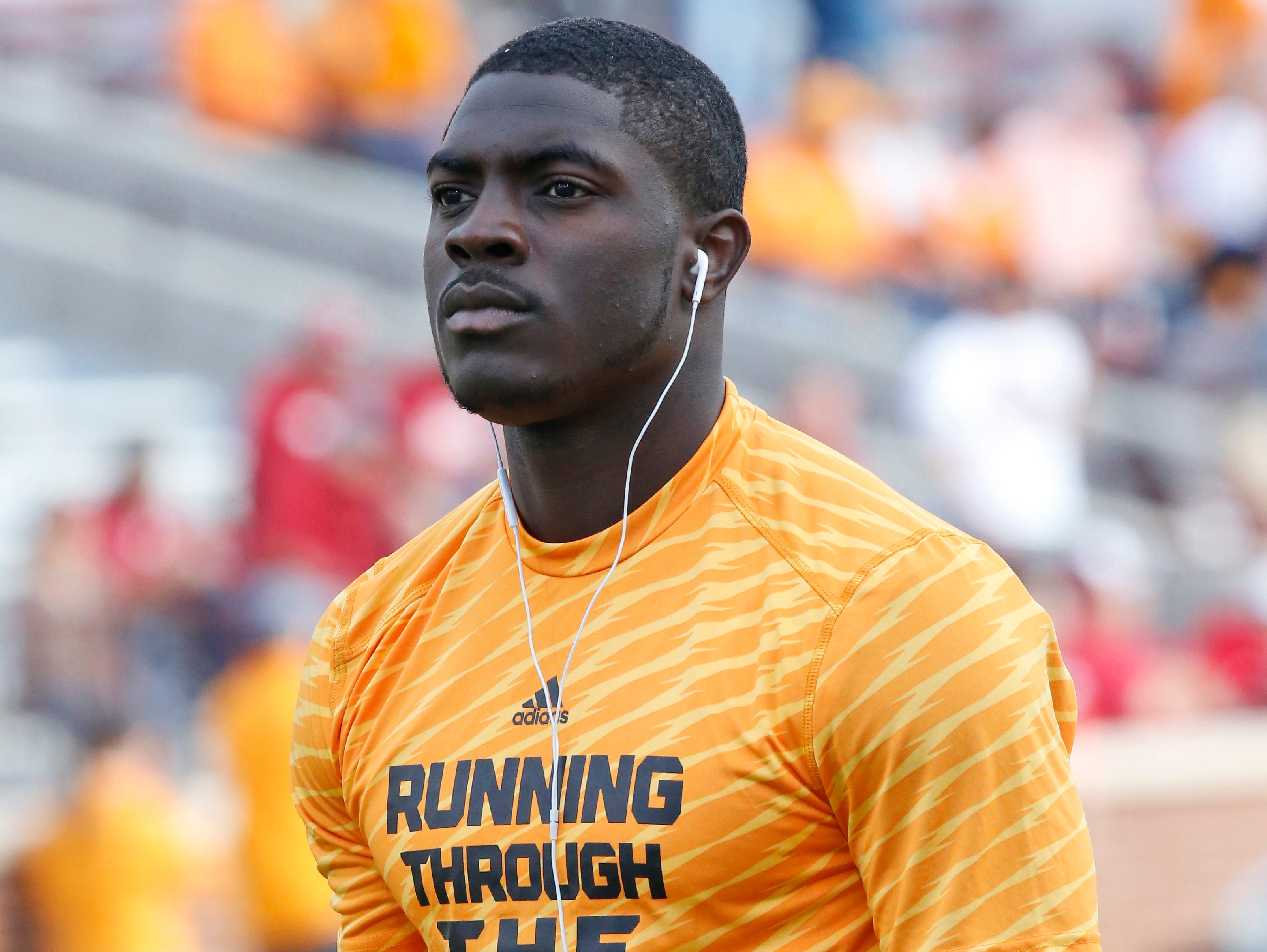   Tennessee running back Marlin Lane (15) is pictured before a game Sept. 13, 2014.  