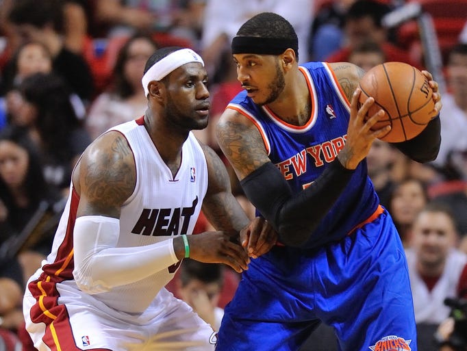 Knicks star Carmelo Anthony, right, and Heat star LeBron James both can opt out of their contracts this offseason and would be big catches on the market. HoopsHype.com ranks the 25 best potential free agents for the summer.
