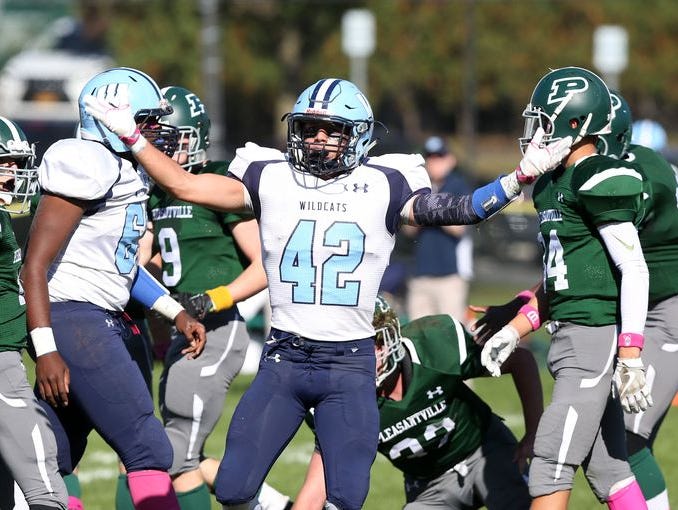 Westlake and Joe Ferri (42) will try to repeat as Class B champions. The Wildcats play Pleasantville, which beat them 38-35 at Parkway Field on Oct. 15, 2016.