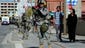 Nation Guard troops stand along Light Street in Baltimore's