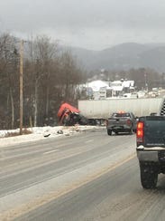 A tractor trailer is seen Tuesday afternoon on U.S.