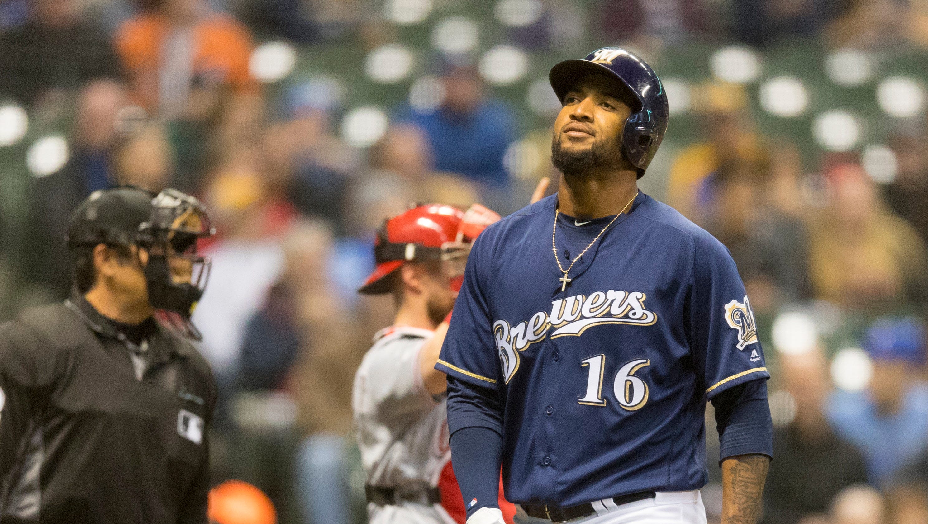 Brewers outfielder Domingo Santana has experienced a power outage so far