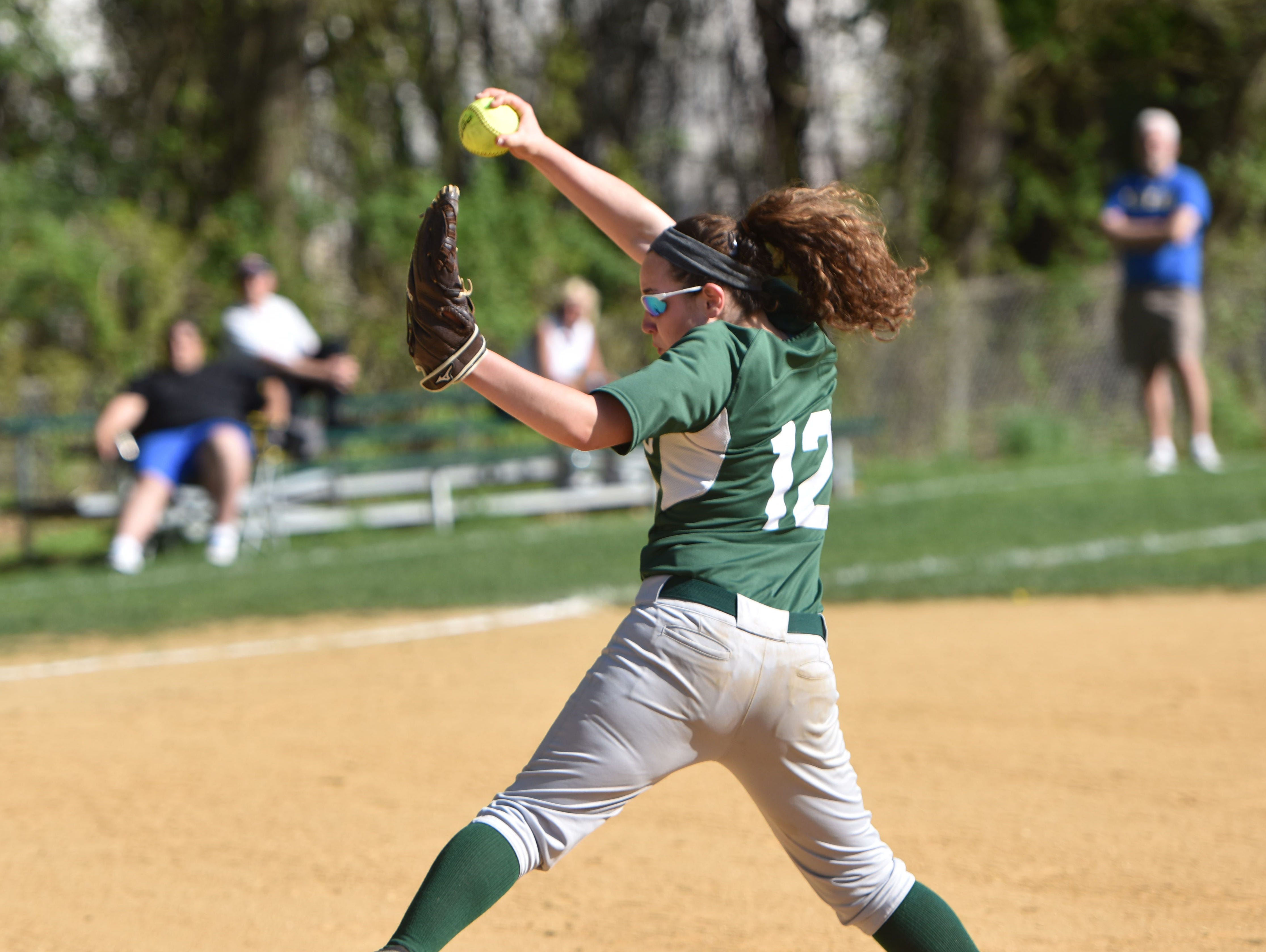 Spackenkill's Gabi Mastrantuono pitches during a May 7, 2015 game against Rhinebeck in Poughkeepsie.