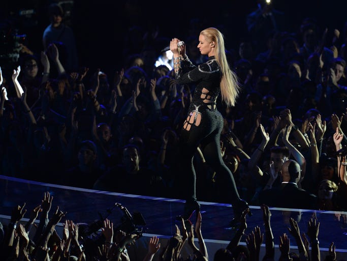 Iggy Azalea performs on stage at the MTV Video Music Awards (VMA), August 24, 2014 at The Forum in Inglewood, California.
