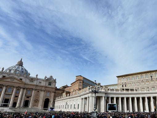 The crowd listens to Pope Francis at St. Peter's Square